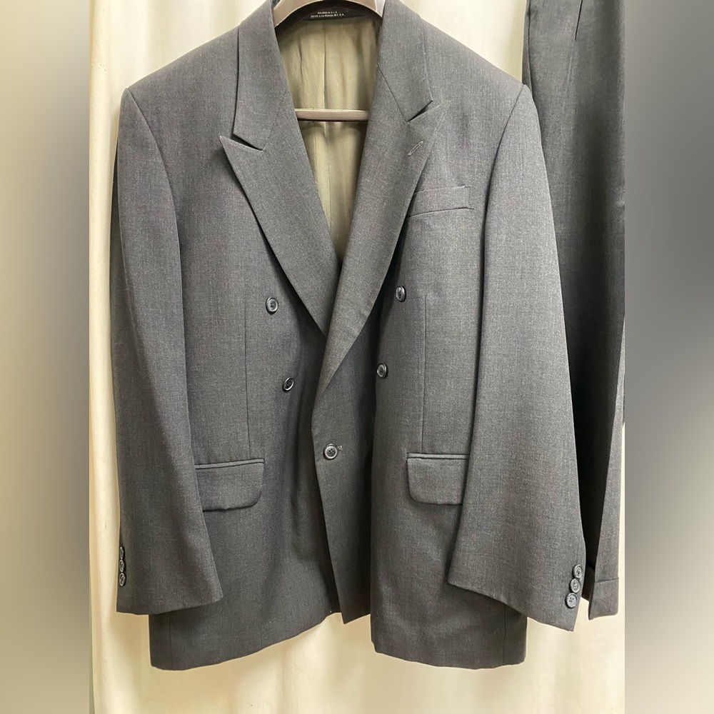 Men’s Stafford double breasted suit with pleated pants with cuffs